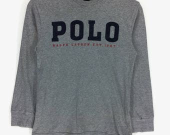 ralph lauren grey long sleeve polo shirt vintage ralph lauren